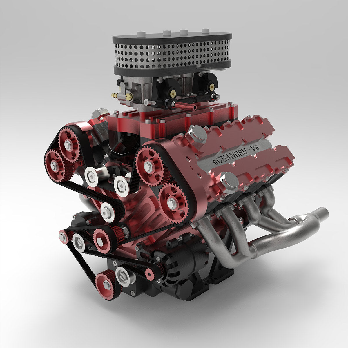 ENJOMOR V8 GS-V8 78CC DOHC Four-Stroke V-Shaped Eight-Cylinder Water-cooled Electric Gasoline Internal Combustion Engine Model - V8 Engine Model That Works