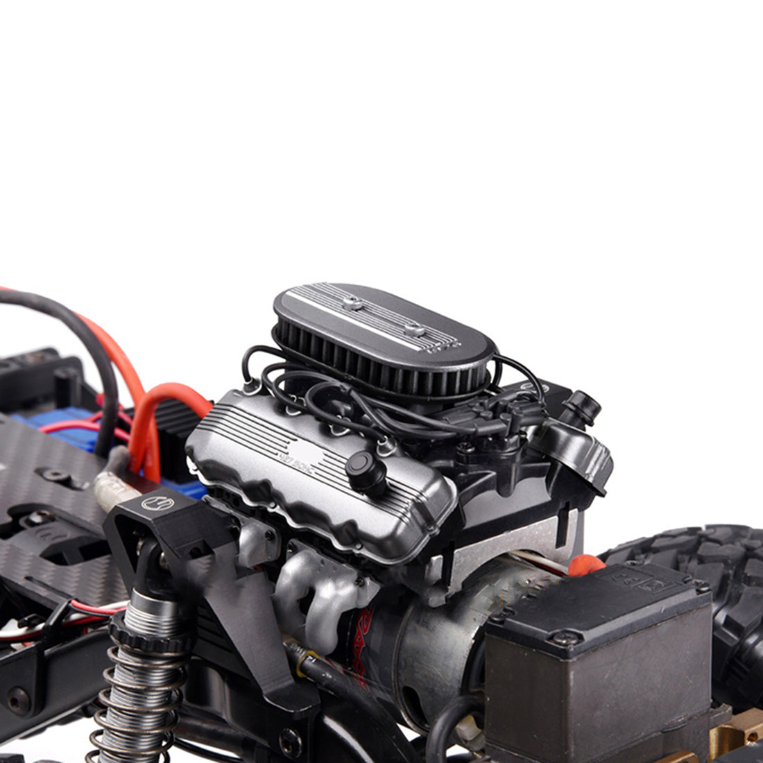 V8 Engine Fan Radiator Motor Hood Kit for 1/10 RC Car GRC 1976 F76 Motor