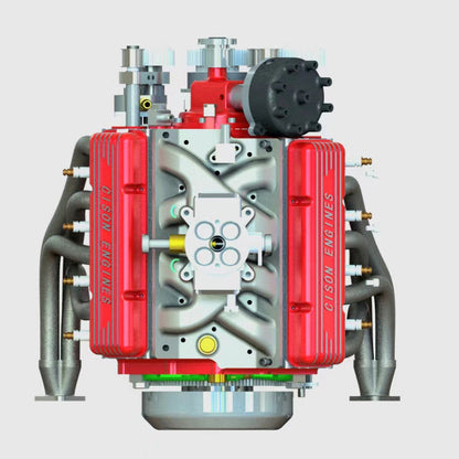 CISON Small-block 44CC 1/6 Scale Water-Cooled OHV 4-Stroke V8 Gas Engine Internal Combustion Engine - Build Your Own V8 Engine that Works