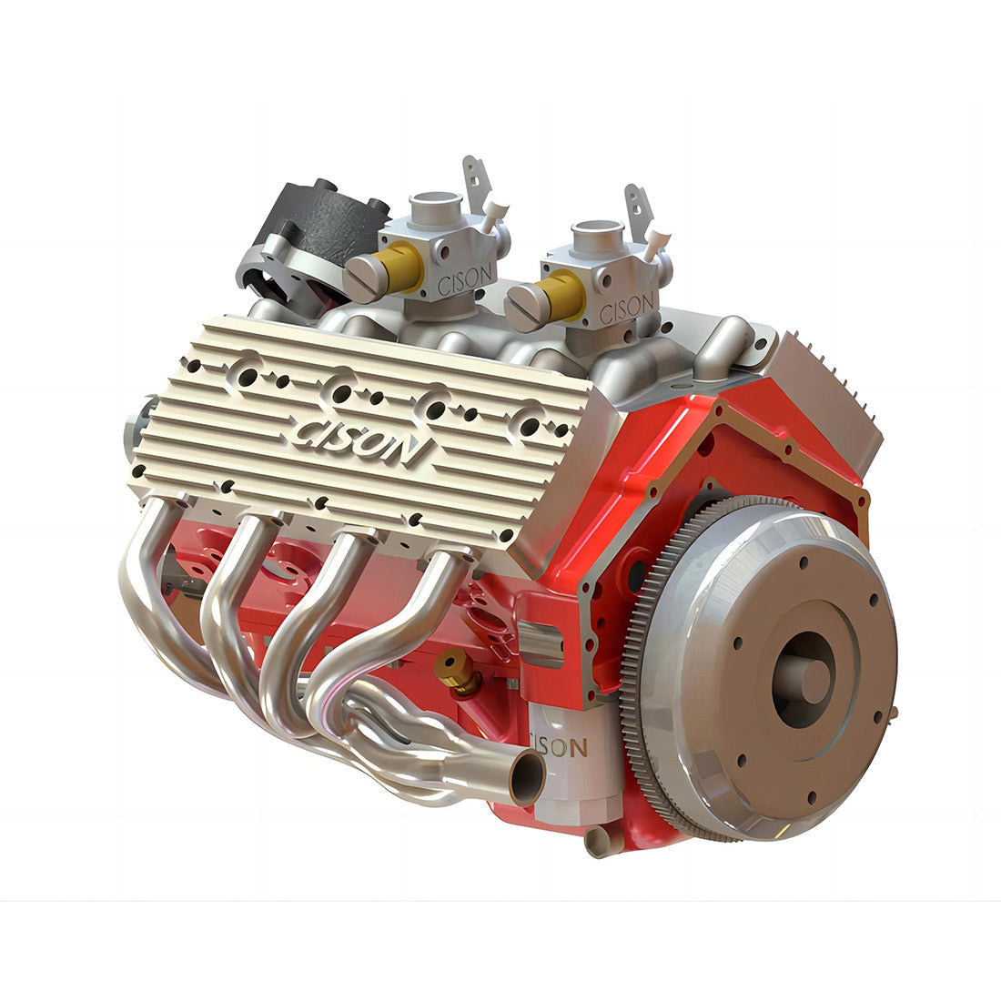 CISON V8 Engine Pro Small-block 44CC 1/6 Scale Water-Cooled 4-Stroke 8-Cylinder Gasoline Engine Internal Combustion V8 Engine Model Kit that Works