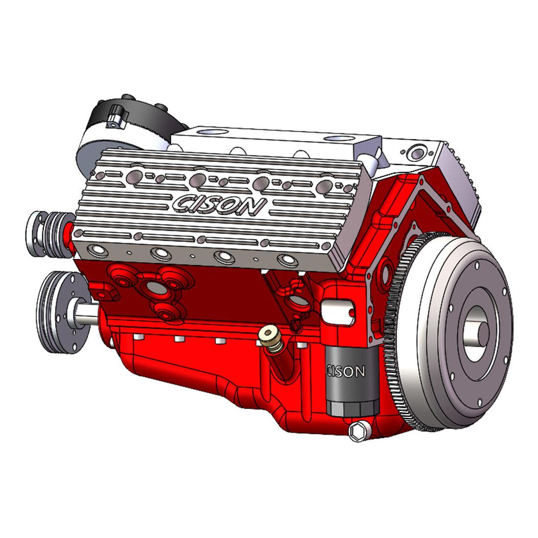 CISON V8 Engine Pro Small-block 44CC 1/6 Scale Water-Cooled 4-Stroke 8-Cylinder Gasoline Engine Internal Combustion V8 Engine Model Kit that Works