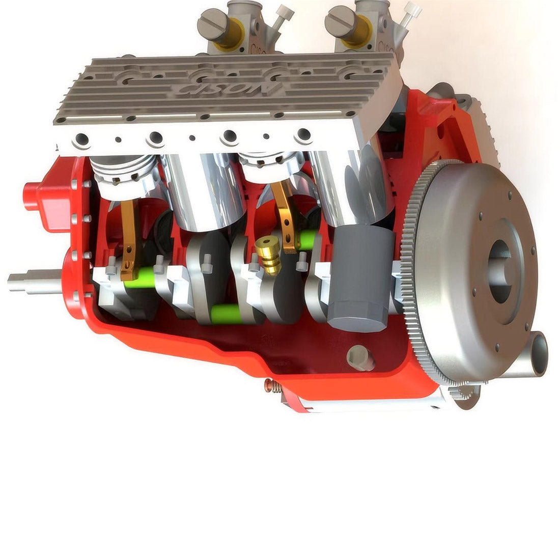 CISON V8 Engine Pro Small-block 44CC 1/6 Scale Water-Cooled 4-Stroke 8-Cylinder Gasoline Engine Internal Combustion V8 Engine Model Kit that Works