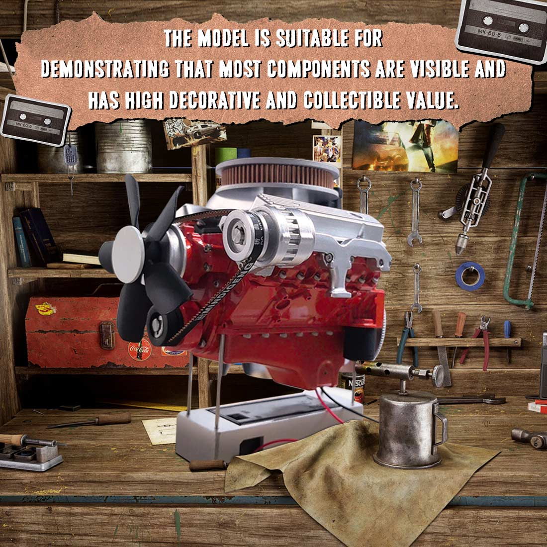 ENJOMOR 1/6 Scale V8 Internal Combustion Engine Model Kit that Works-Build Your Own V8 Engine