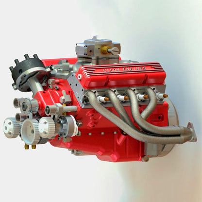 CISON Small-block 44CC 1/6 Scale Water-Cooled OHV 4-Stroke V8 Gas Engine Internal Combustion Engine - Build Your Own V8 Engine that Works