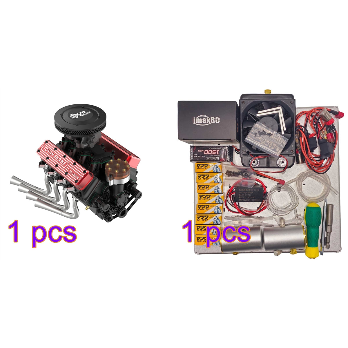 TOYAN FS-V800WGPC V8 Engine With Starter Kit, Stand and Accessories-One Key Start