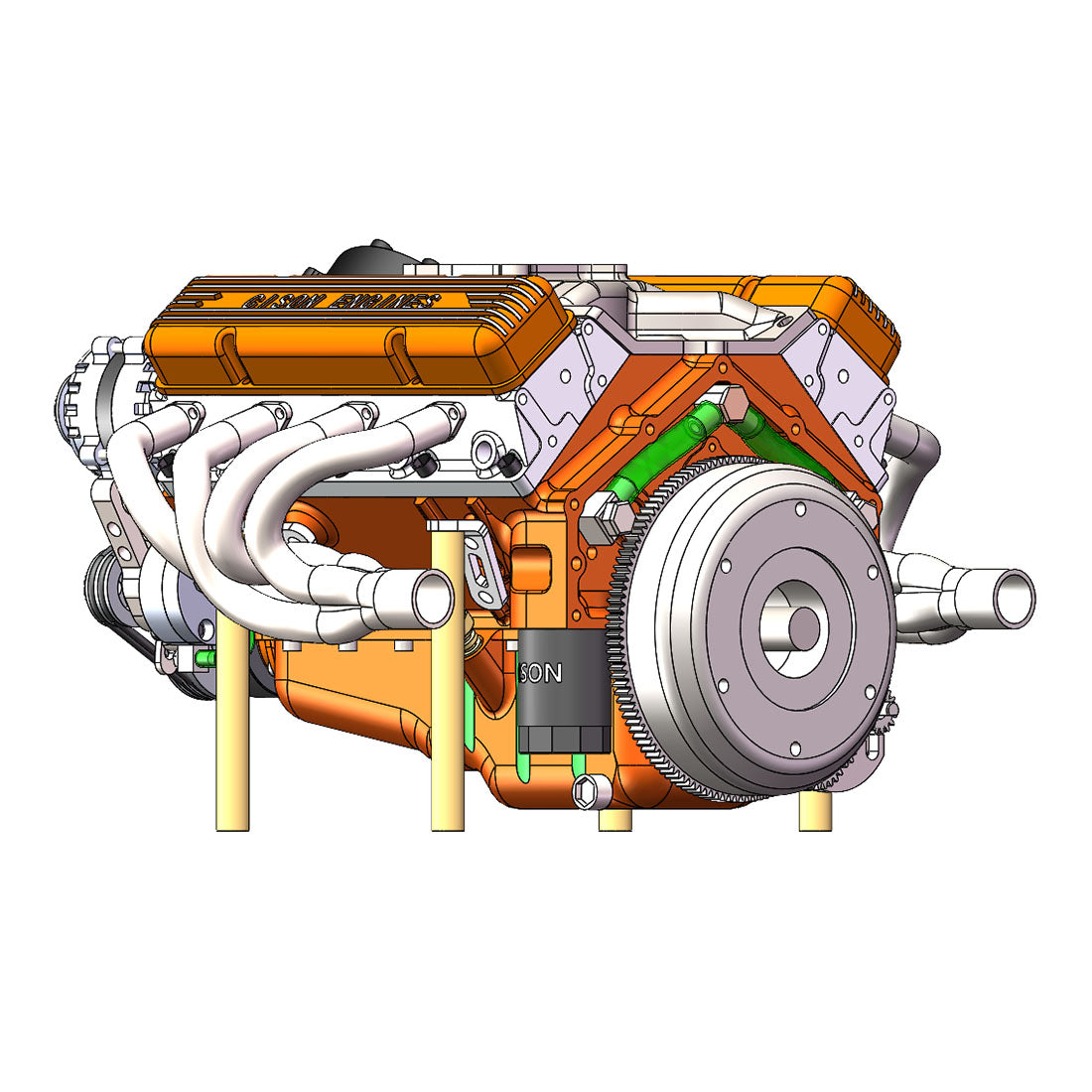 CISON Small-block 44CC 1/6 Scale Water-Cooled OHV 4-Stroke V8 Gas Engine Internal Combustion Engine - Build Your Own V8 Engine that Works
