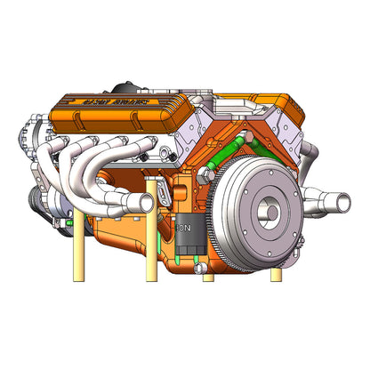 CISON Small-block 44CC 1/6 Scale Water-Cooled OHV 4-Stroke V8 Gas Engine Internal Combustion Engine - Build Your Own V8 Engine that Works