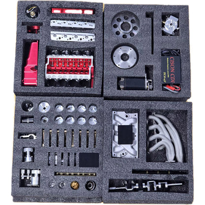 CISON Small-block 44CC 1/6 Scale Water-Cooled OHV 4-Stroke V8 Gas Engine Internal Combustion Engine - Build Your Own V8 Engine that Works