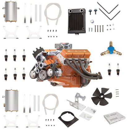 CISON V8 Engine Pro Small-block 44CC 1/6 Scale Water-Cooled 4-Stroke 8-Cylinder Gasoline Engine Internal Combustion V8 Engine Model Kit that Works