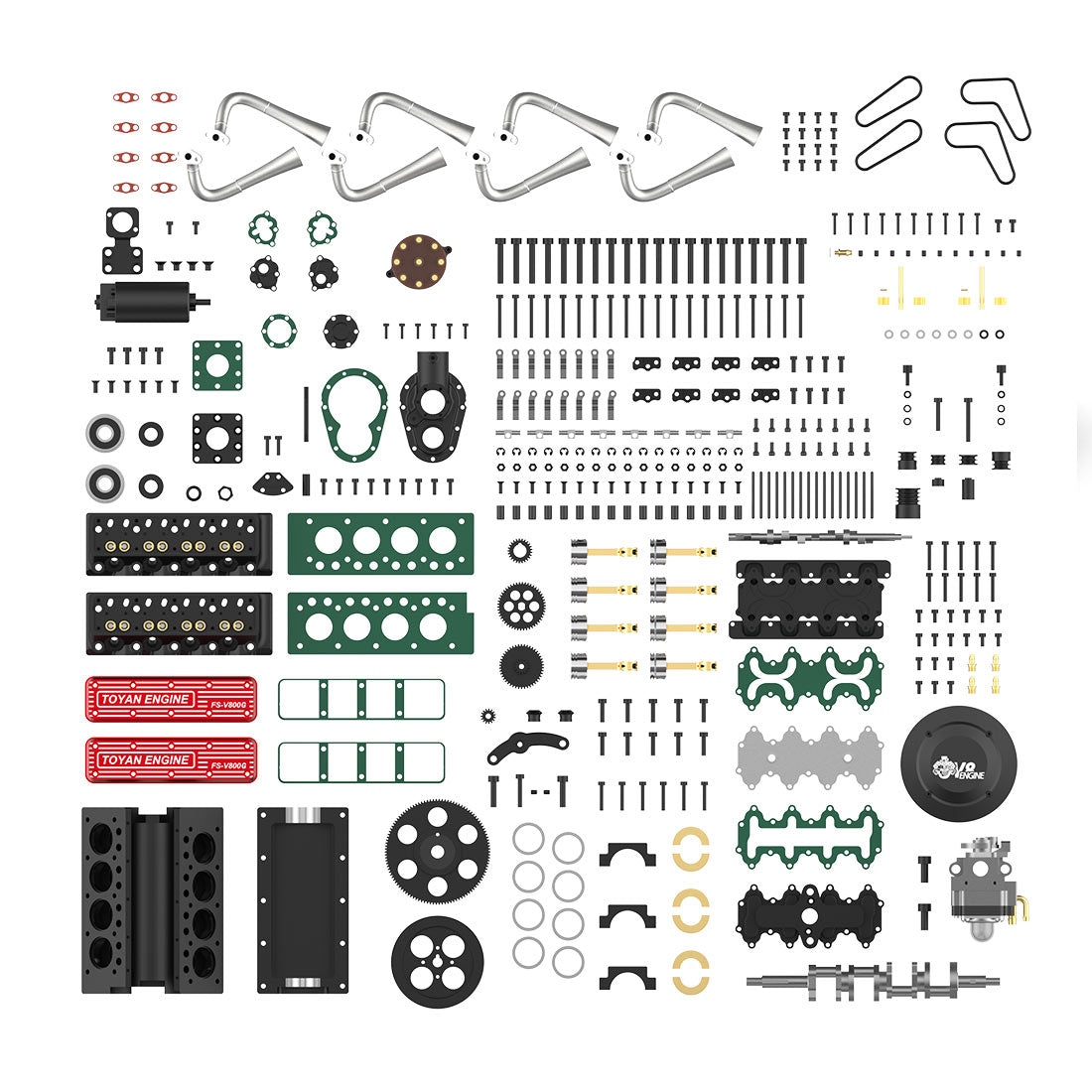 TOYAN V8 Engine FS-V800WGPC 28cc OHV Gasoline Engine - Build Your Own V8 Engine - V8 Engine Model Kit That Works