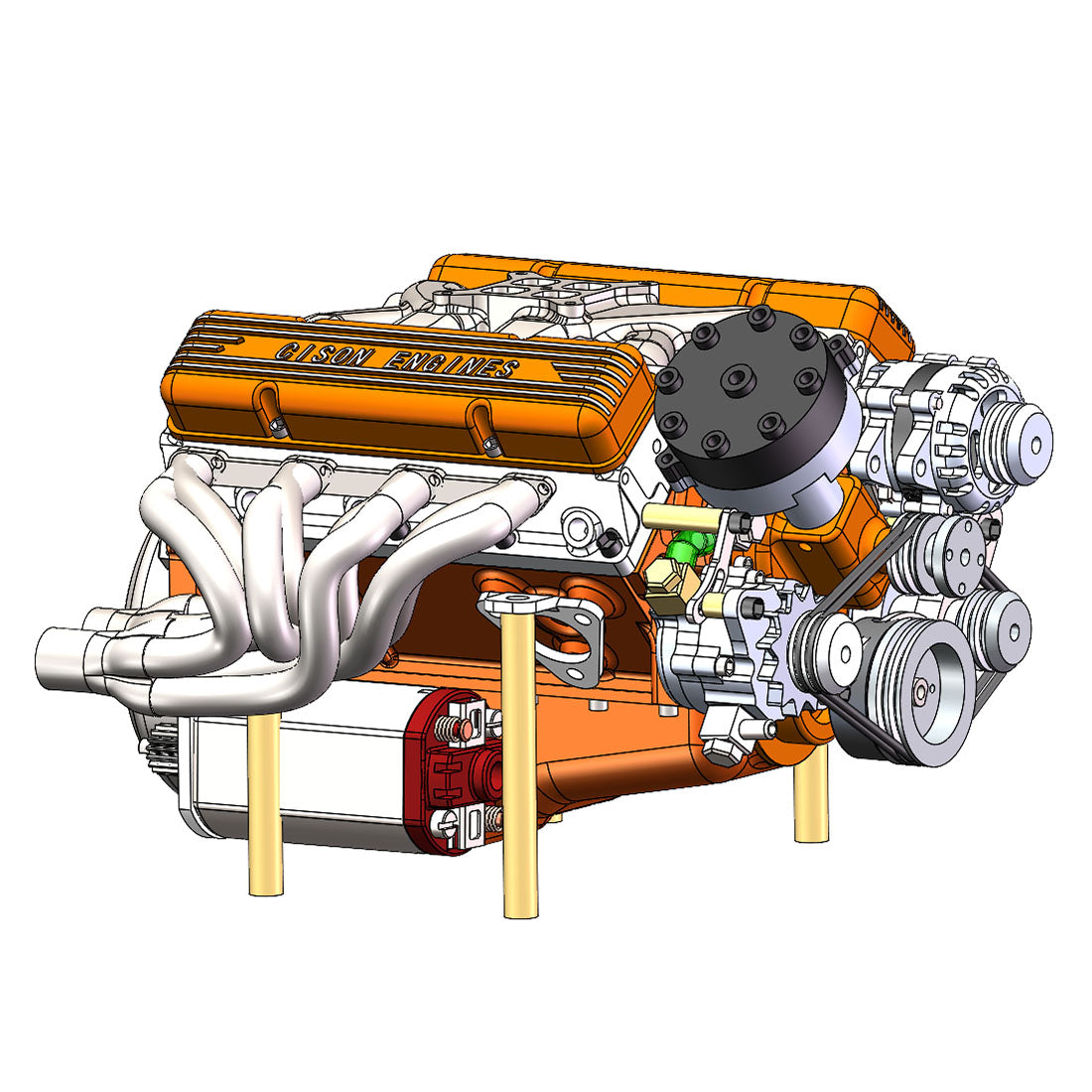 CISON V8 Engine Pro Small-block 44CC 1/6 Scale Water-Cooled 4-Stroke 8-Cylinder Gasoline Engine Internal Combustion V8 Engine Model Kit that Works