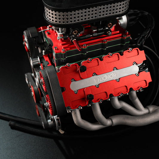 ENJOMOR V8 GS-V8 78CC DOHC Four-Stroke V-Shaped Eight-Cylinder Water-cooled Electric Gasoline Internal Combustion Engine Model - V8 Engine Model That Works