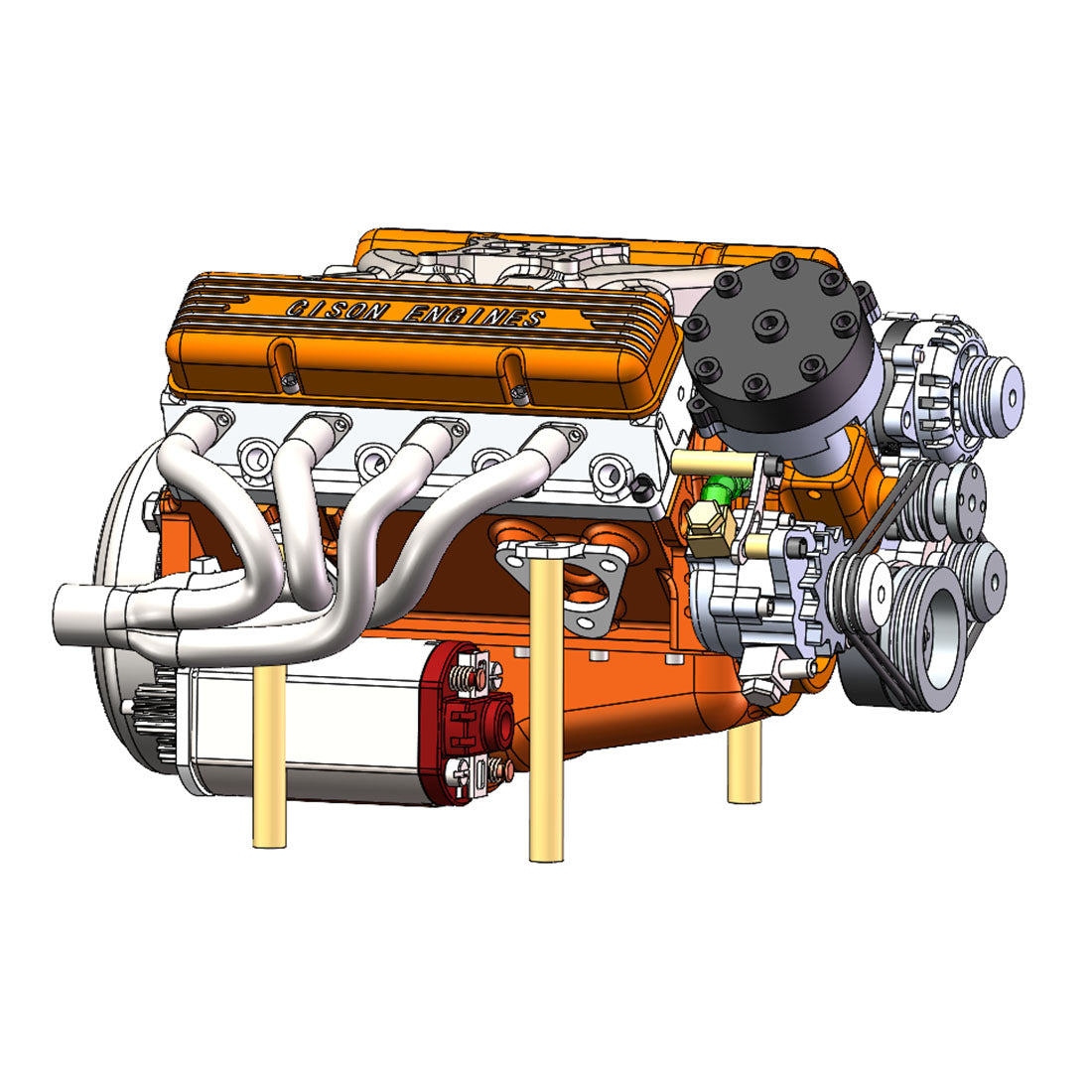 CISON V8 Engine Pro Small-block 44CC 1/6 Scale Water-Cooled 4-Stroke 8-Cylinder Gasoline Engine Internal Combustion V8 Engine Model Kit that Works