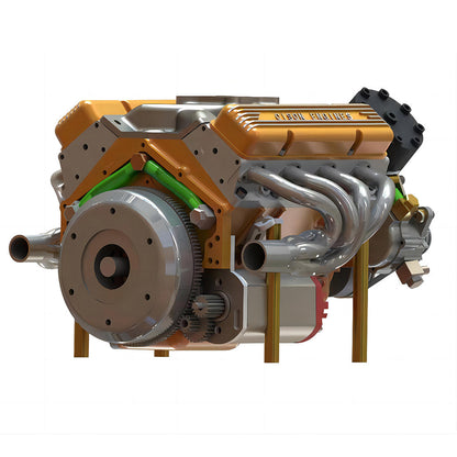 CISON Small-block 44CC 1/6 Scale Water-Cooled OHV 4-Stroke V8 Gas Engine Internal Combustion Engine - Build Your Own V8 Engine that Works