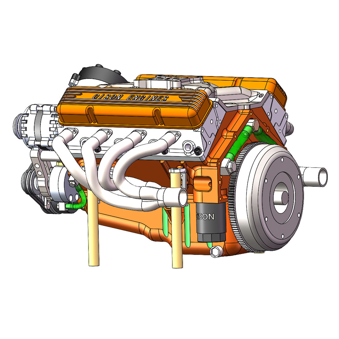 CISON V8 Engine Pro Small-block 44CC 1/6 Scale Water-Cooled 4-Stroke 8-Cylinder Gasoline Engine Internal Combustion V8 Engine Model Kit that Works