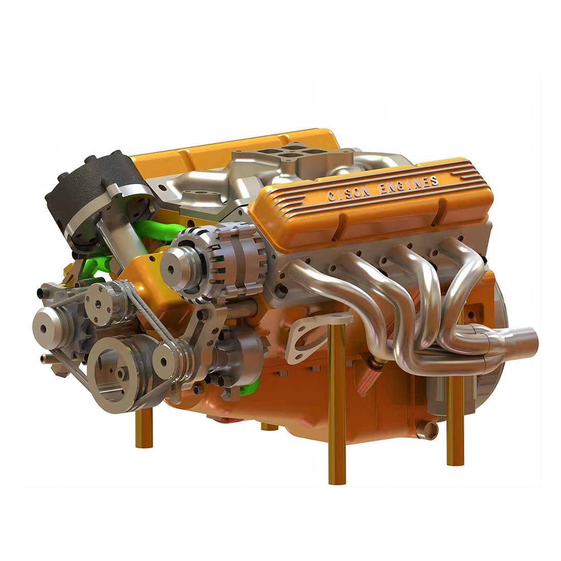 CISON Small-block 44CC 1/6 Scale Water-Cooled OHV 4-Stroke V8 Gas Engine Internal Combustion Engine - Build Your Own V8 Engine that Works