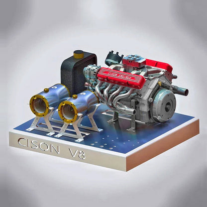 CISON V8 Engine Pro Small-block 44CC 1/6 Scale Water-Cooled 4-Stroke 8-Cylinder Gasoline Engine Internal Combustion V8 Engine Model Kit that Works