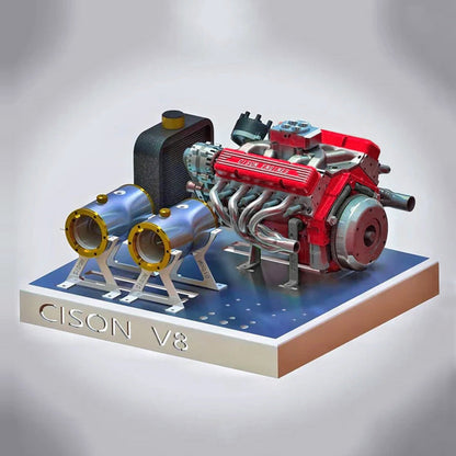 CISON V8 Engine Pro Small-block 44CC 1/6 Scale Water-Cooled 4-Stroke 8-Cylinder Gasoline Engine Internal Combustion V8 Engine Model Kit that Works