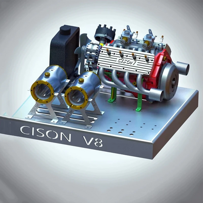 CISON V8 Engine Pro Small-block 44CC 1/6 Scale Water-Cooled 4-Stroke 8-Cylinder Gasoline Engine Internal Combustion V8 Engine Model Kit that Works