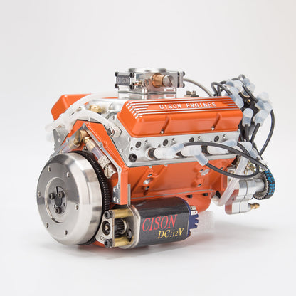 CISON V8 Engine Pro Small-block 44CC 1/6 Scale Water-Cooled 4-Stroke 8-Cylinder Gasoline Engine Internal Combustion V8 Engine Model Kit that Works