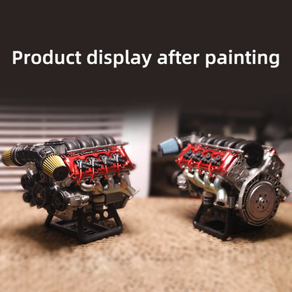 V8 Engine Model Kit that Works - Build Your Own V8 Engine - Paint Your Own V8 Engine -MAD RC V8 Engine for Capra VS4-10 Pro