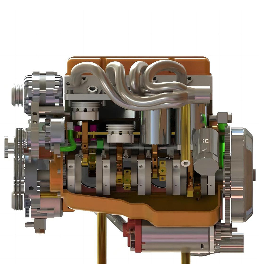 CISON Small-block 44CC 1/6 Scale Water-Cooled OHV 4-Stroke V8 Gas Engine Internal Combustion Engine - Build Your Own V8 Engine that Works