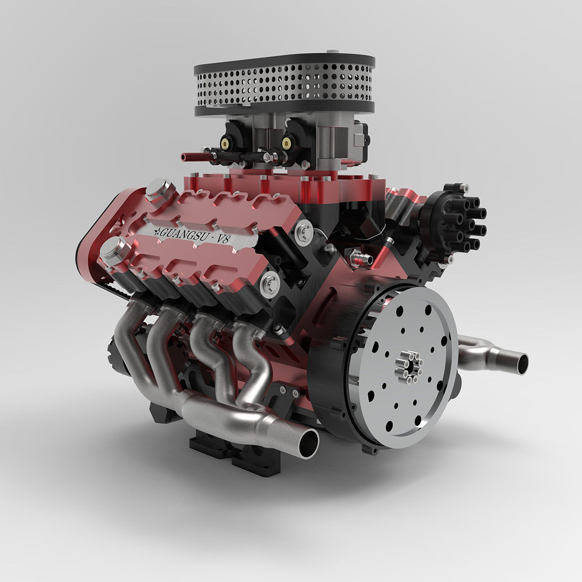 ENJOMOR V8 GS-V8 78CC DOHC Four-Stroke V-Shaped Eight-Cylinder Water-cooled Electric Gasoline Internal Combustion Engine Model - V8 Engine Model That Works
