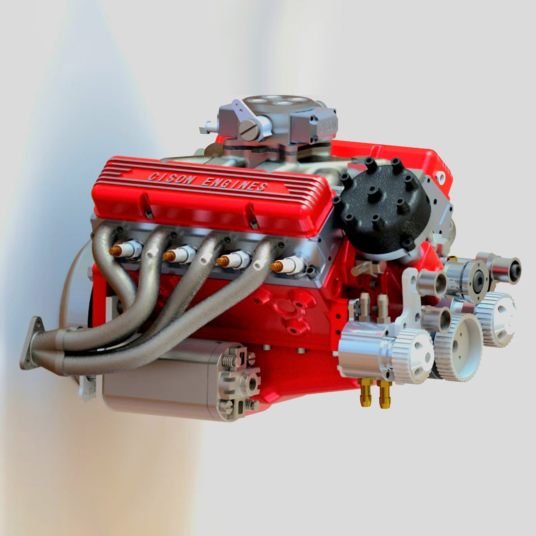 CISON Small-block 44CC 1/6 Scale Water-Cooled OHV 4-Stroke V8 Gas Engine Internal Combustion Engine - Build Your Own V8 Engine that Works