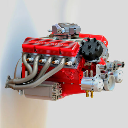CISON Small-block 44CC 1/6 Scale Water-Cooled OHV 4-Stroke V8 Gas Engine Internal Combustion Engine - Build Your Own V8 Engine that Works