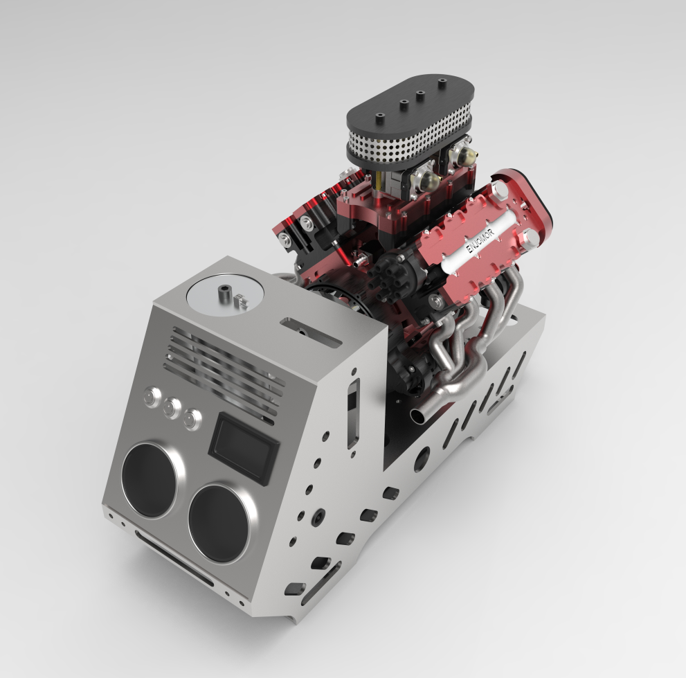 ENJOMOR V8 GS-V8 PRO 78cc DOHC Gasoline Engine with Starter Kit and Base - One Key Start