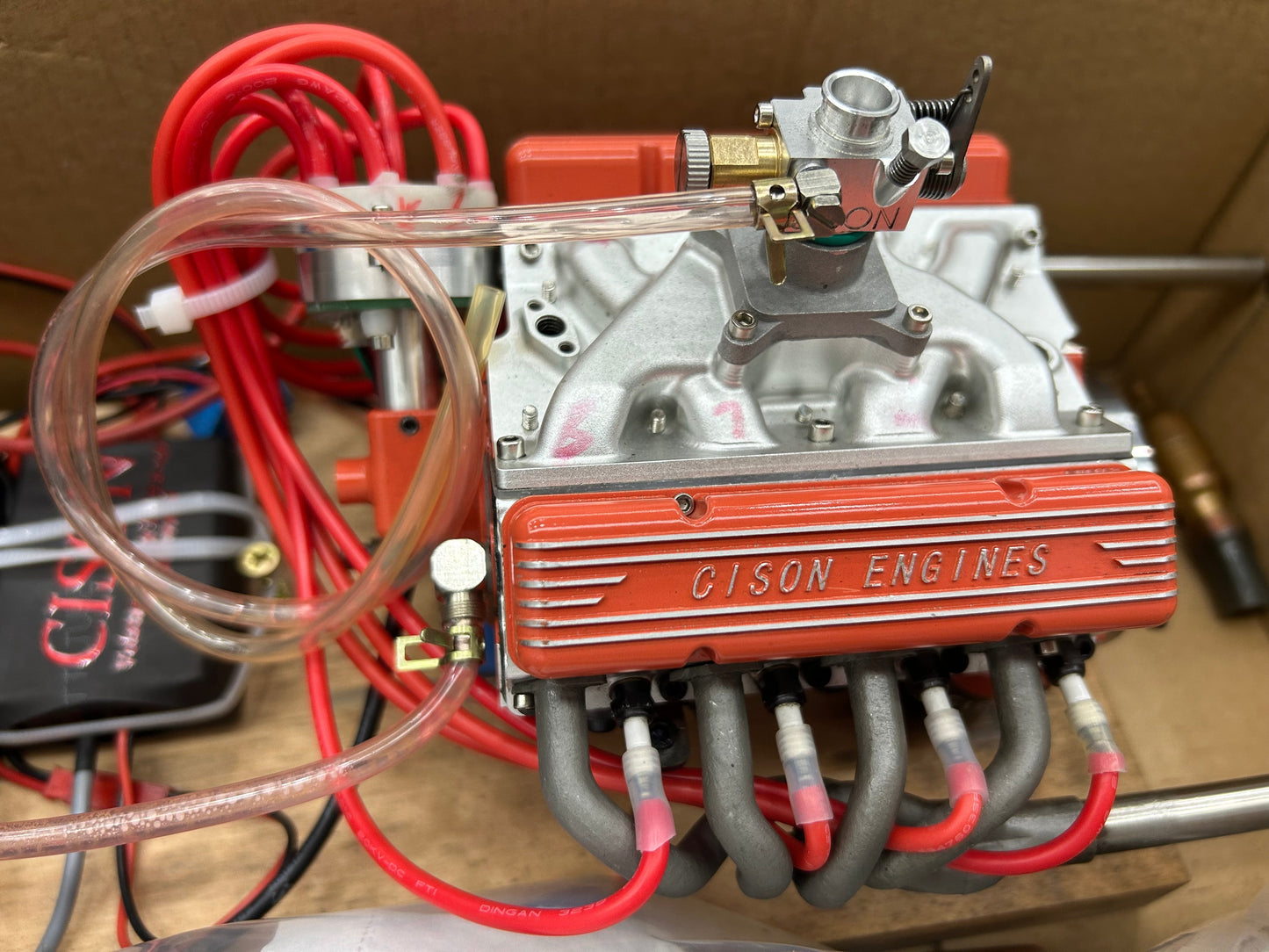 CISON Small-block 44CC 1/6 Scale Water-Cooled OHV 4-Stroke V8 Gas Engine Internal Combustion Engine - Build Your Own V8 Engine that Works